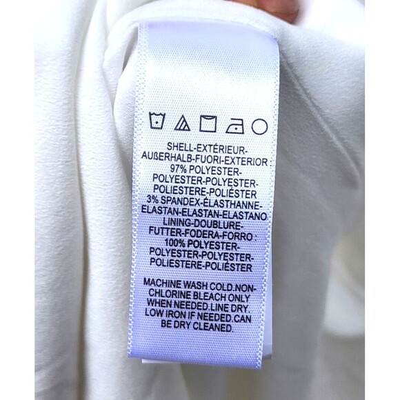 Dress The Population Women's Off White Sandra Crepe Stretch V-Neck Slit Sz S - Picture 9 of 9